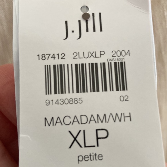 NWT J. Jill Linen Blend Stretch Crops - Elastic Back, Side Zip, Button Hem XLP - Picture 2 of 5